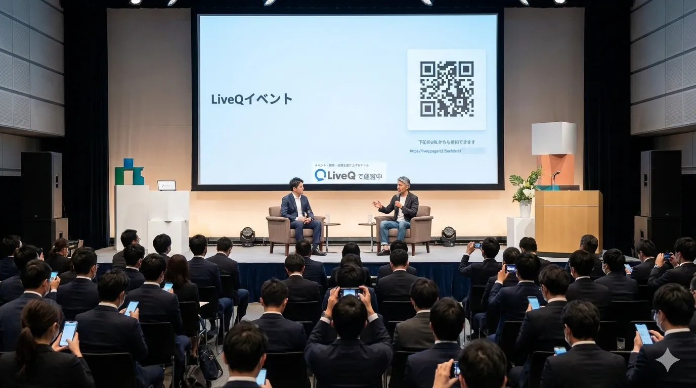 展示会ブースでLiveQを使っている様子のイメージ